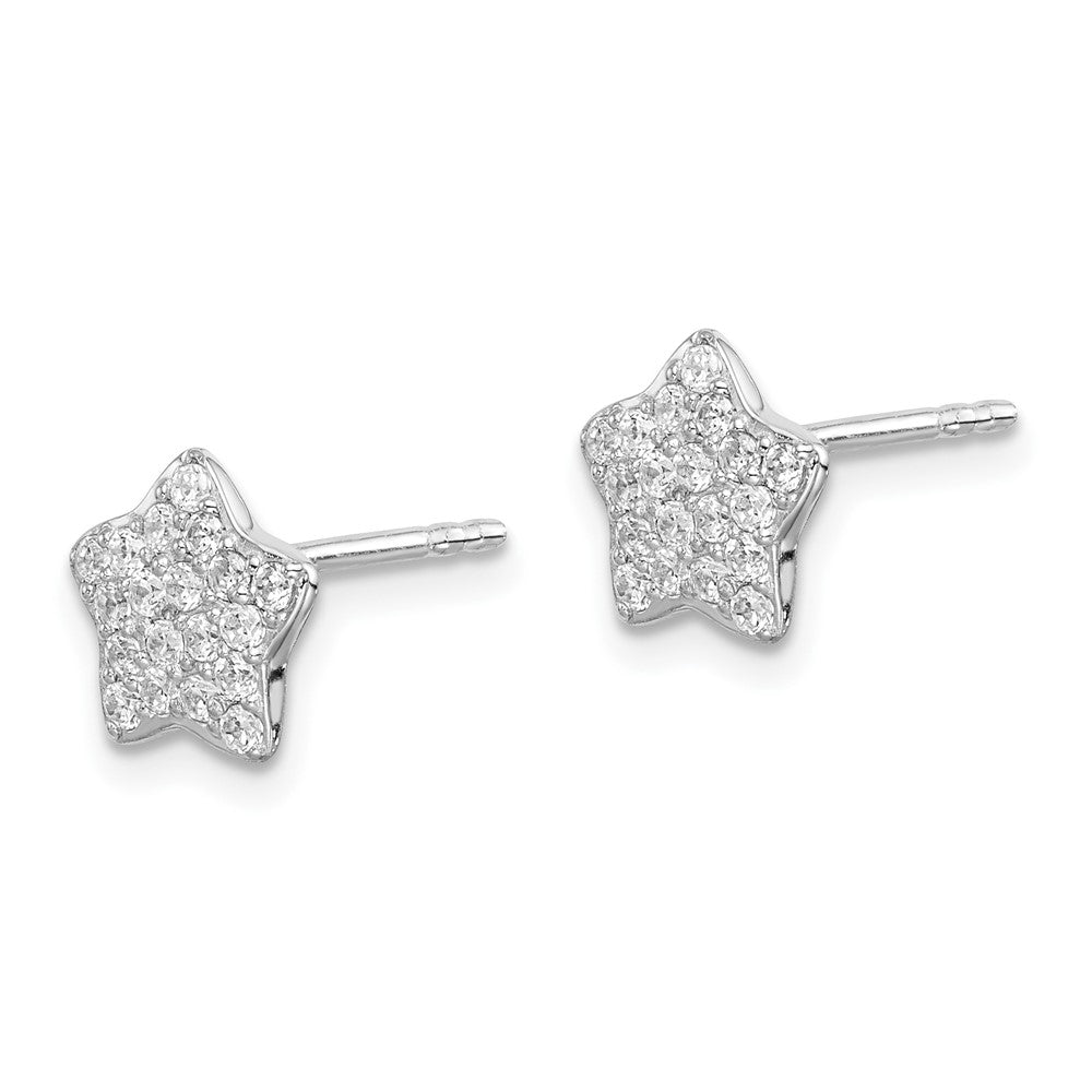 Sterling Silver Rhodium-plated CZ Star Post Earrings