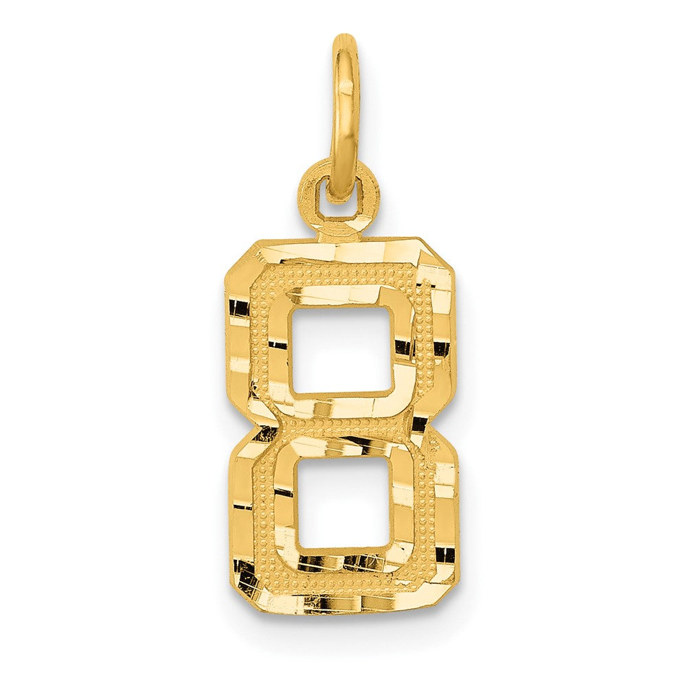10ky Casted Small Diamond-cut Number 8 Charm