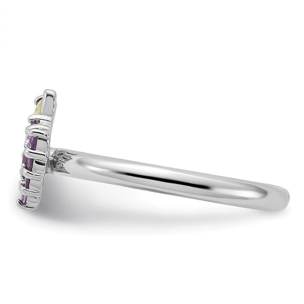 Sterling Silver Stackable Expressions Rhodium-plated Amethyst and Peridot Grapes Ring Size -10
