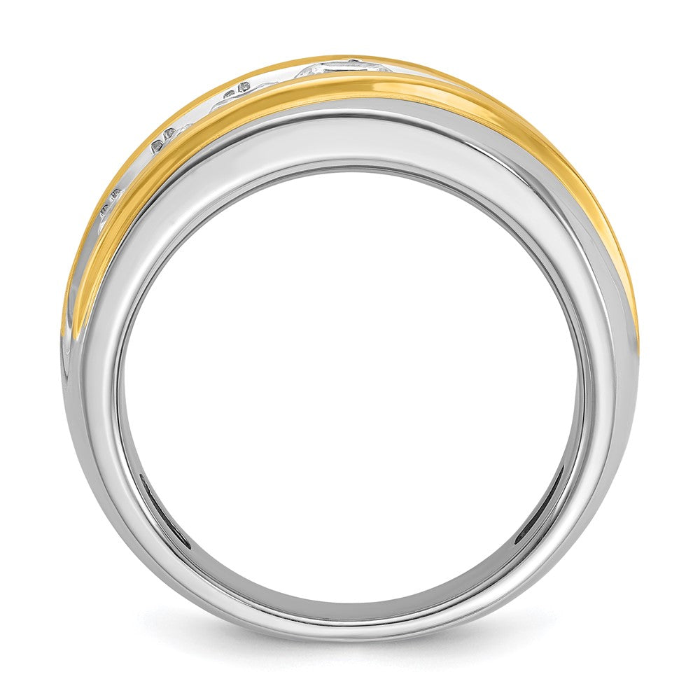 IBGoodman 14k Two-tone Men's Polished and Grooved 7-Stone Ring Mounting