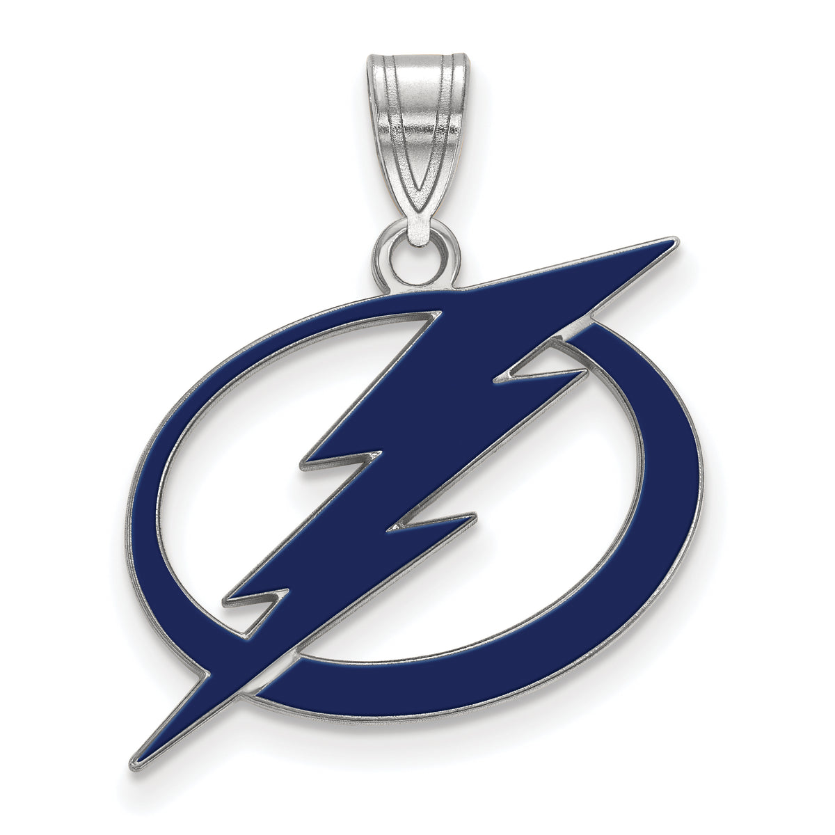 LogoArt Sterling Silver NHL Tampa Bay Lightning Large Enamel Pendant