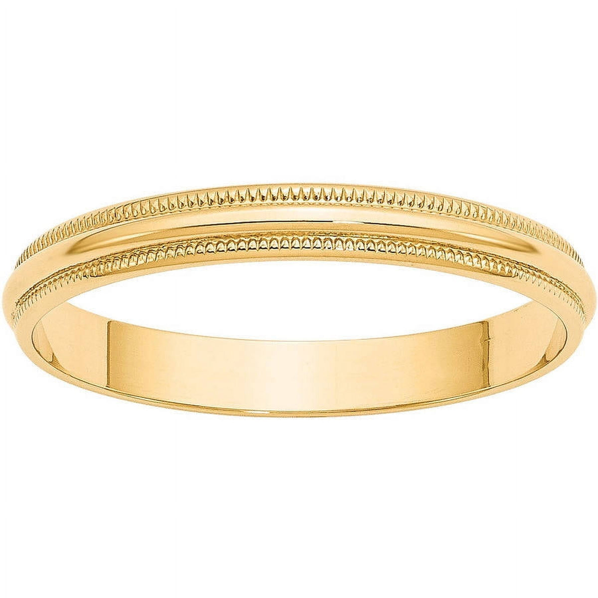 14k Yellow Gold 3mm Lightweight Milgrain Half Round Wedding Band Size 14