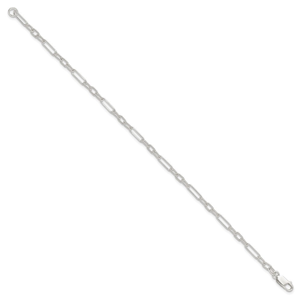 Sterling Silver Fancy Link Anklet 10 inches