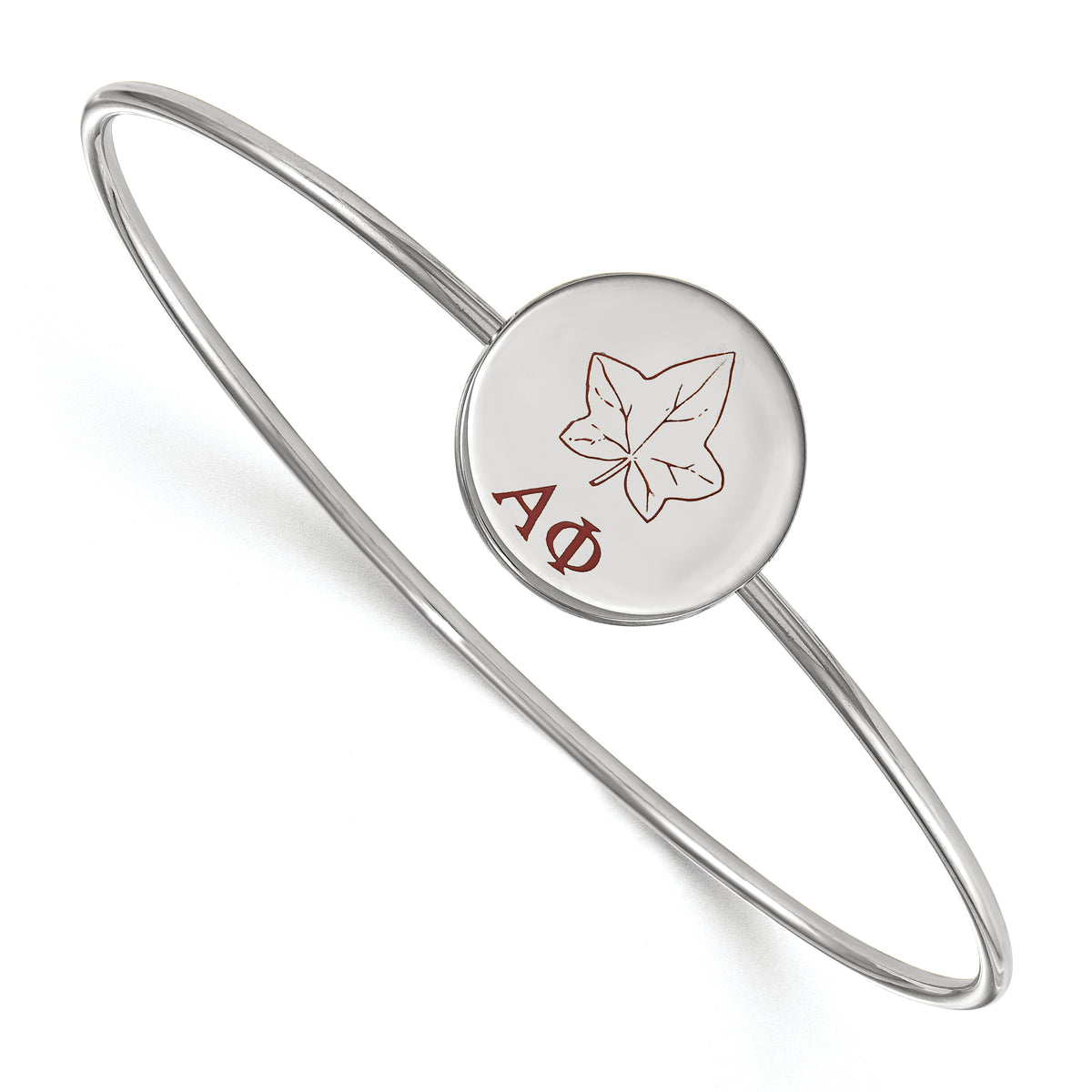 Sterling Silver Official Licensed Greek Sororities 7in Alpha Phi (??) Enameled Slip-on Bangle