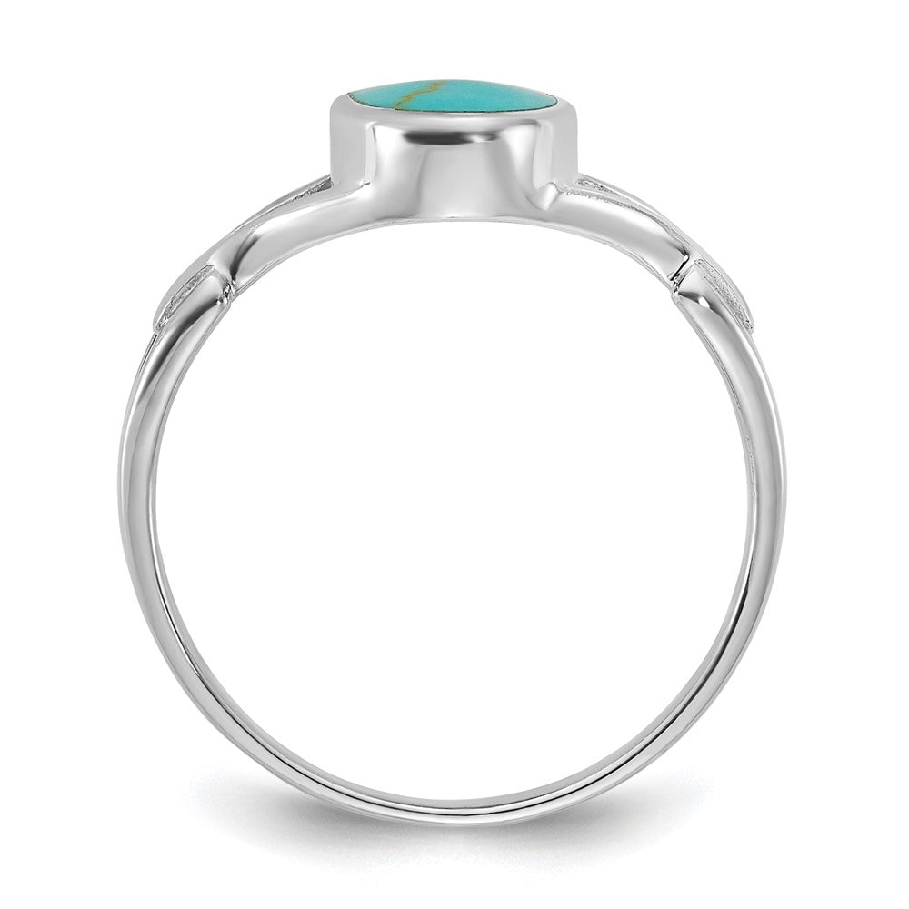 Sterling Silver Rhodium-plated Polished Oval Reconstituted Turquoise Size 8 Ring