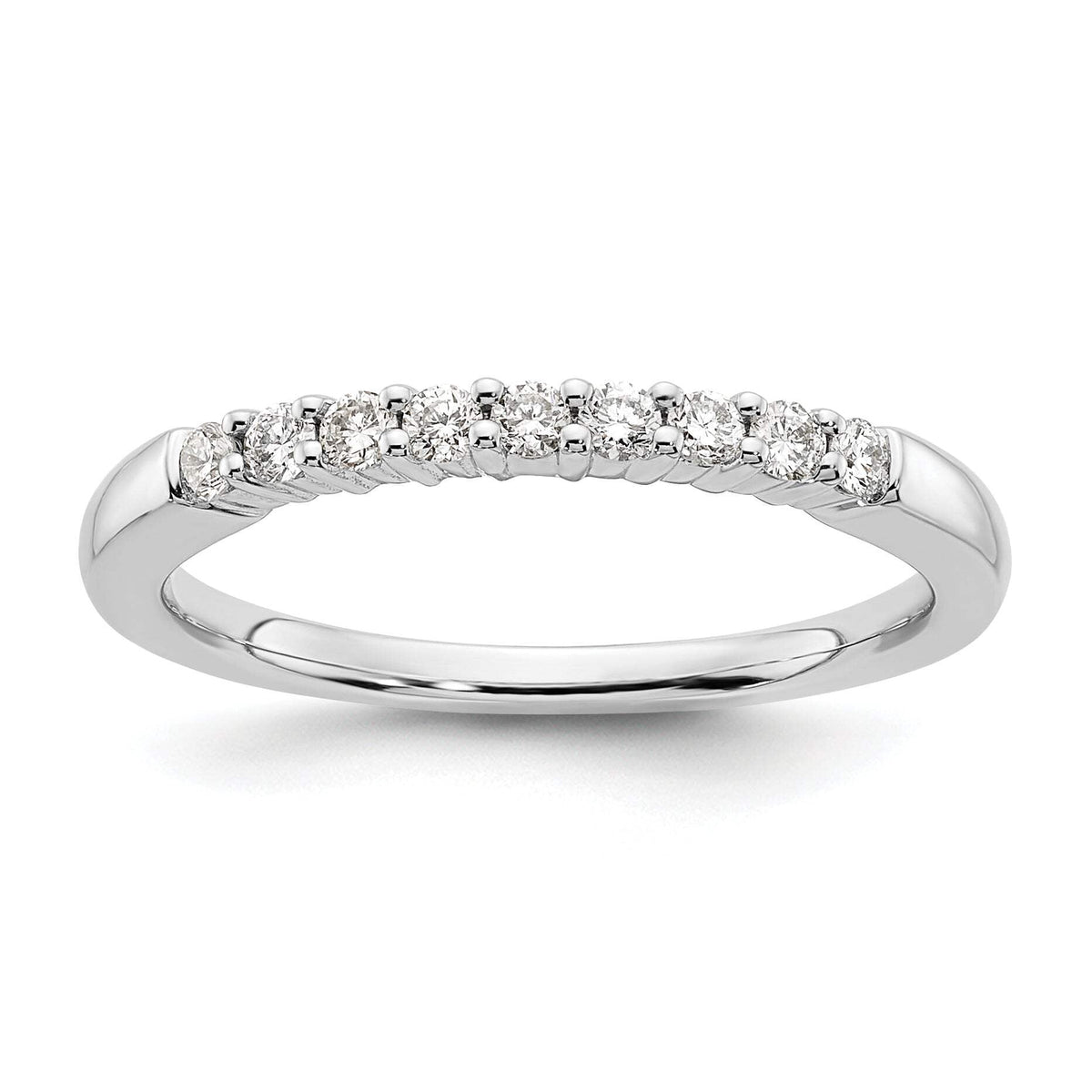 14k White Gold 1/5 carat Lab Grown Diamond VS/SI+ G+ Nine Stone Complete Fashion band