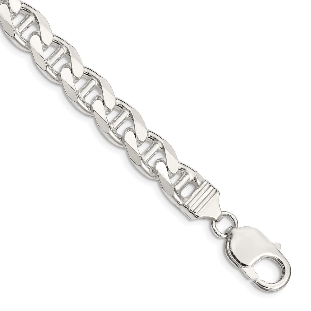 Sterling Silver 9mm D/C Flat Anchor Curb Chain 9 inches