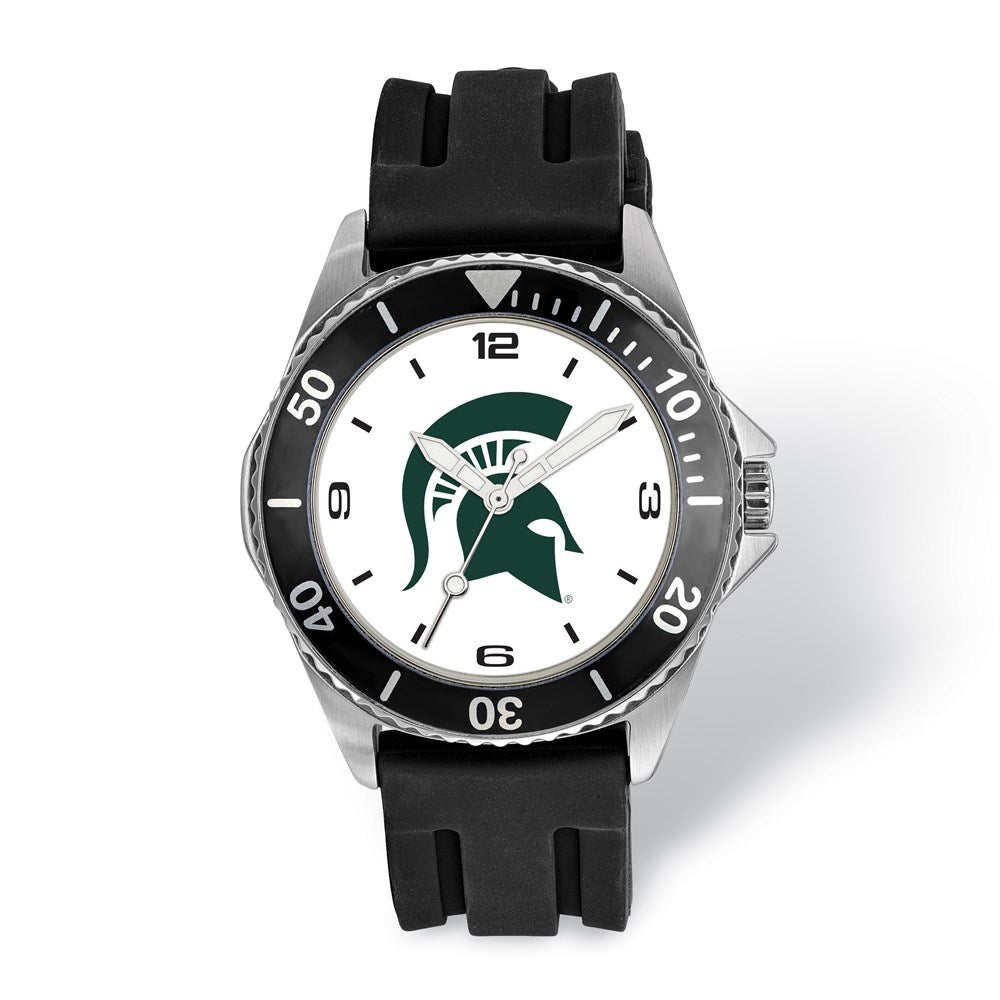 LogoArt Michigan State University Collegiate Gents Silicone Strap Quartz Watch QMIS169