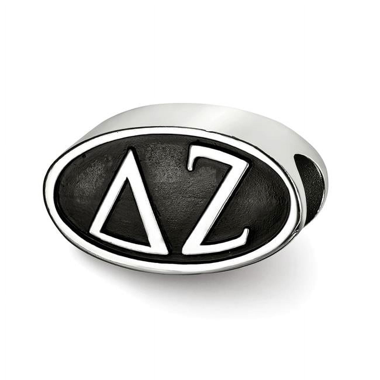 Sterling Silver LogoArt Delta Zeta Sorority Greek Letters Enameled Oval Bead