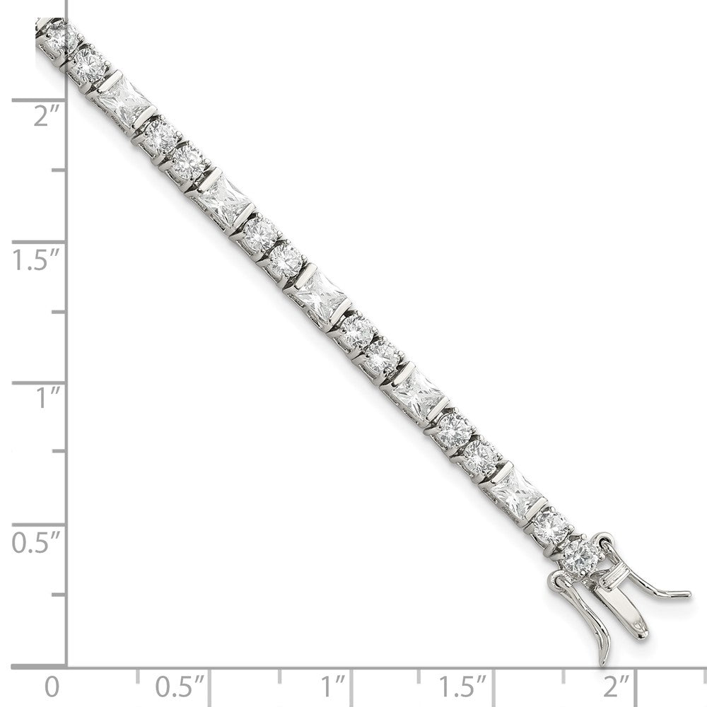 Sterling Silver Rhodium-plated CZ Tennis Bracelet 7 inches