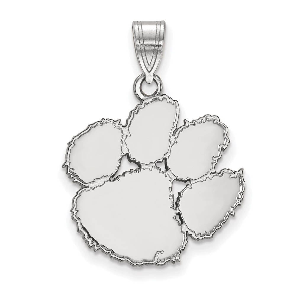 Sterling Silver Rhodium-plated LogoArt Clemson University Tiger Paw Large Pendant QSS004CU