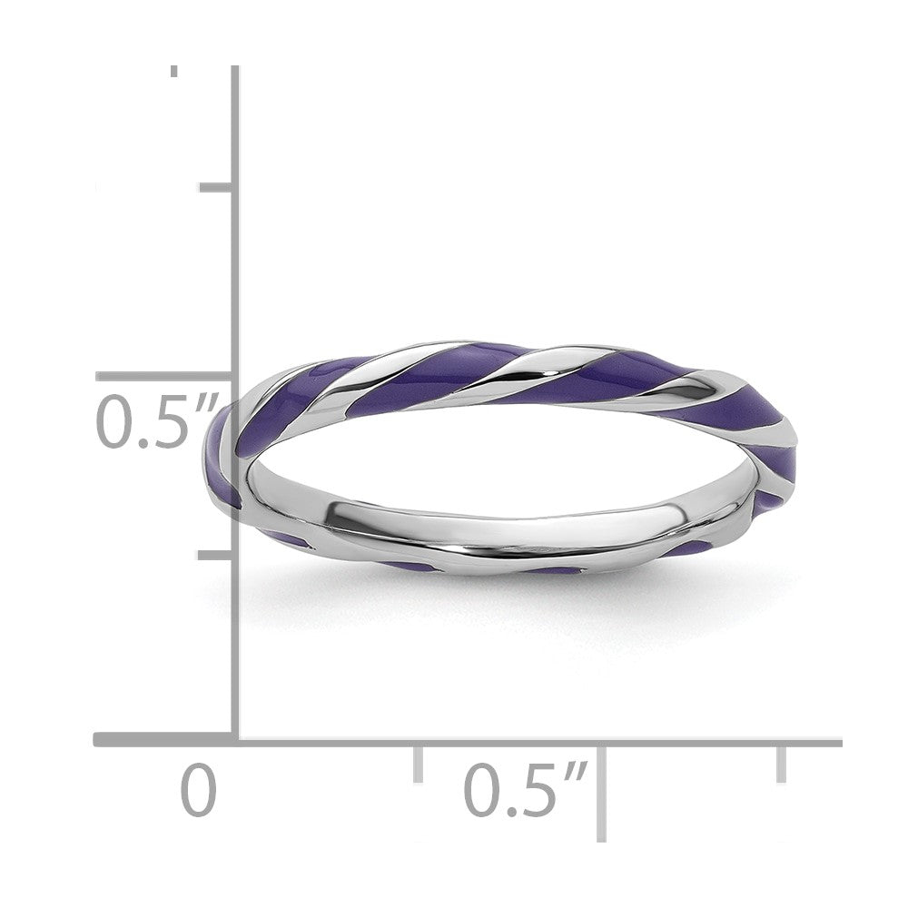 Sterling Silver Stackable Expressions Twisted Purple Enameled Ring Size -9