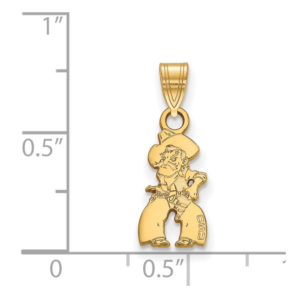 Sterling Silver Gold-plated LogoArt Oklahoma State University Cowboy Small Pendant Q-GP060OKS