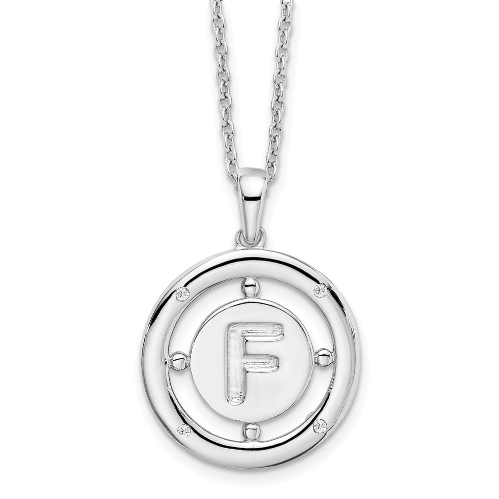 White Ice Sterling Silver Rhodium-plated 18 Inch Diamond Letter F Initial Necklace with 2 Inch Extender 18 Inches