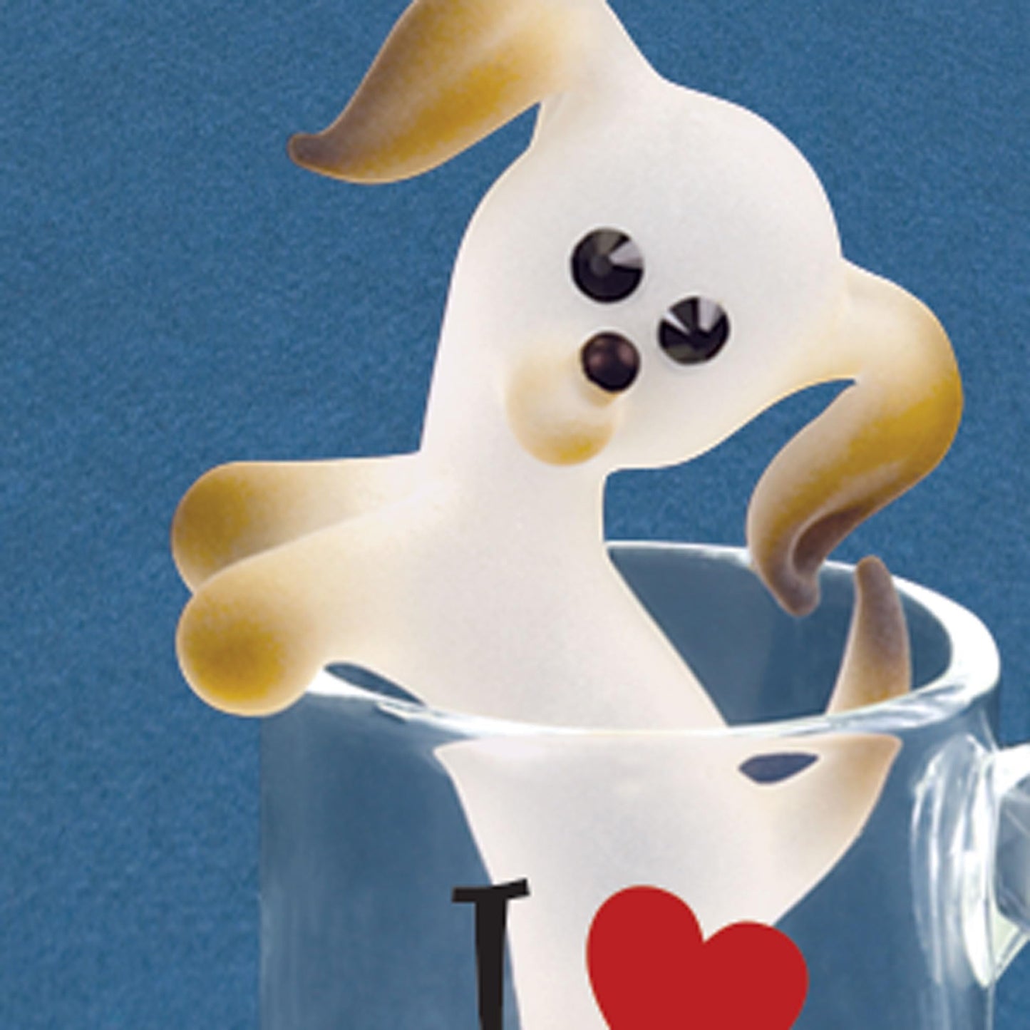 Glass Baron Pup In A Cup I LOVE DOGS Handcrafted Glass Figurine