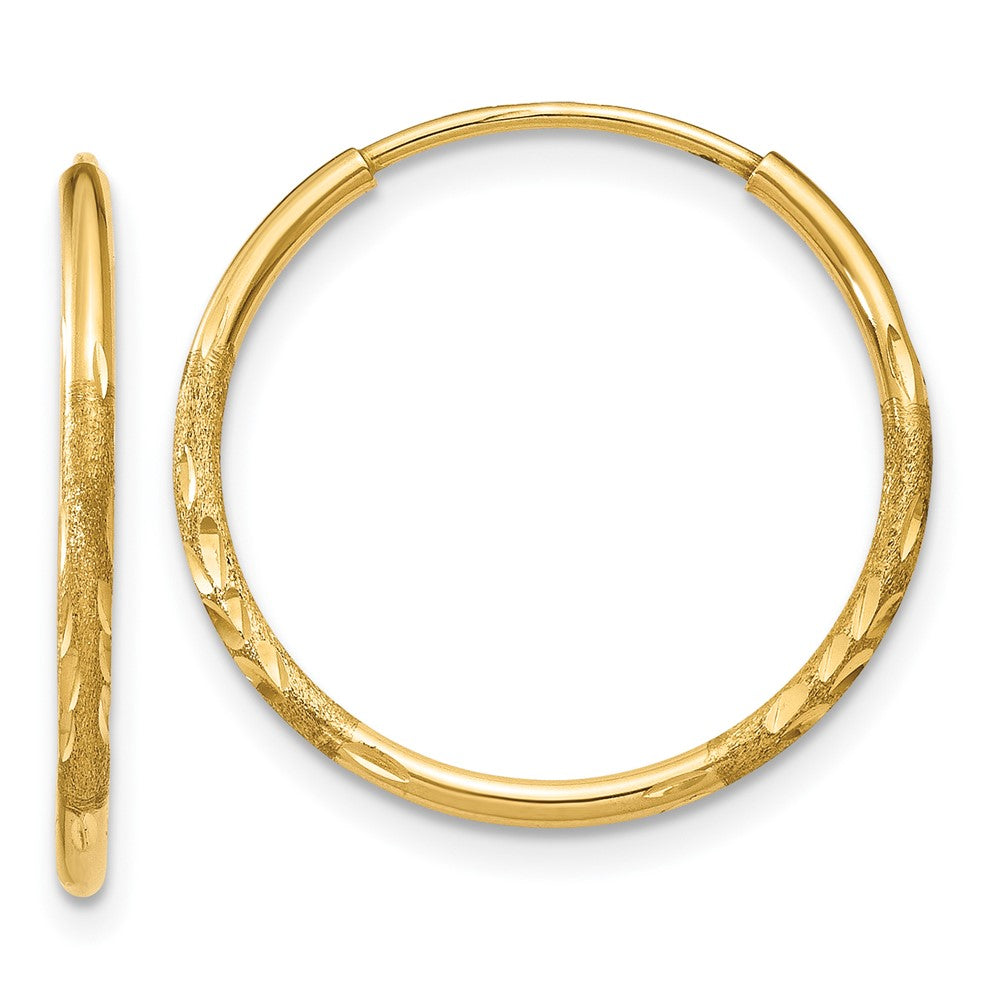 14K Gold 1.0mm Diamond-Cut Endless Hoop Earrings