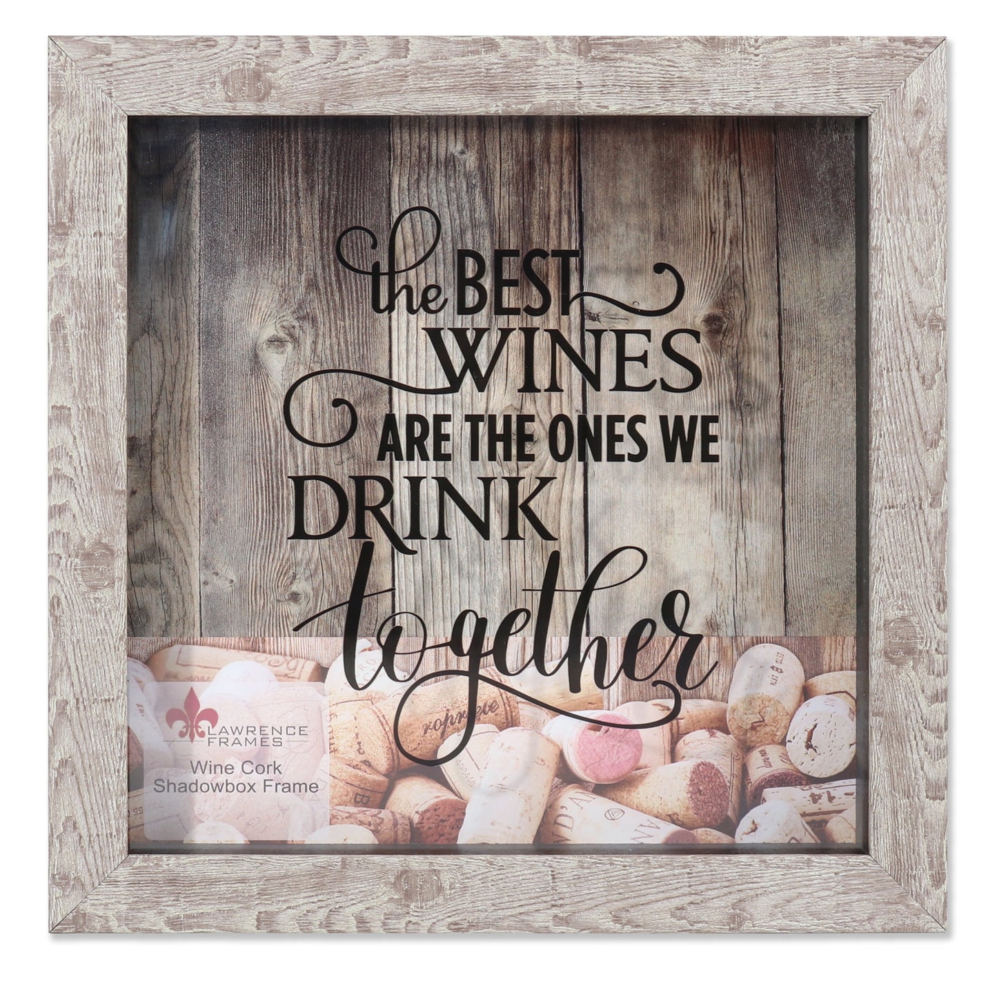 Lawrence Frames 10x10 Weathered Birch Shadow Box Wine Cork Holder