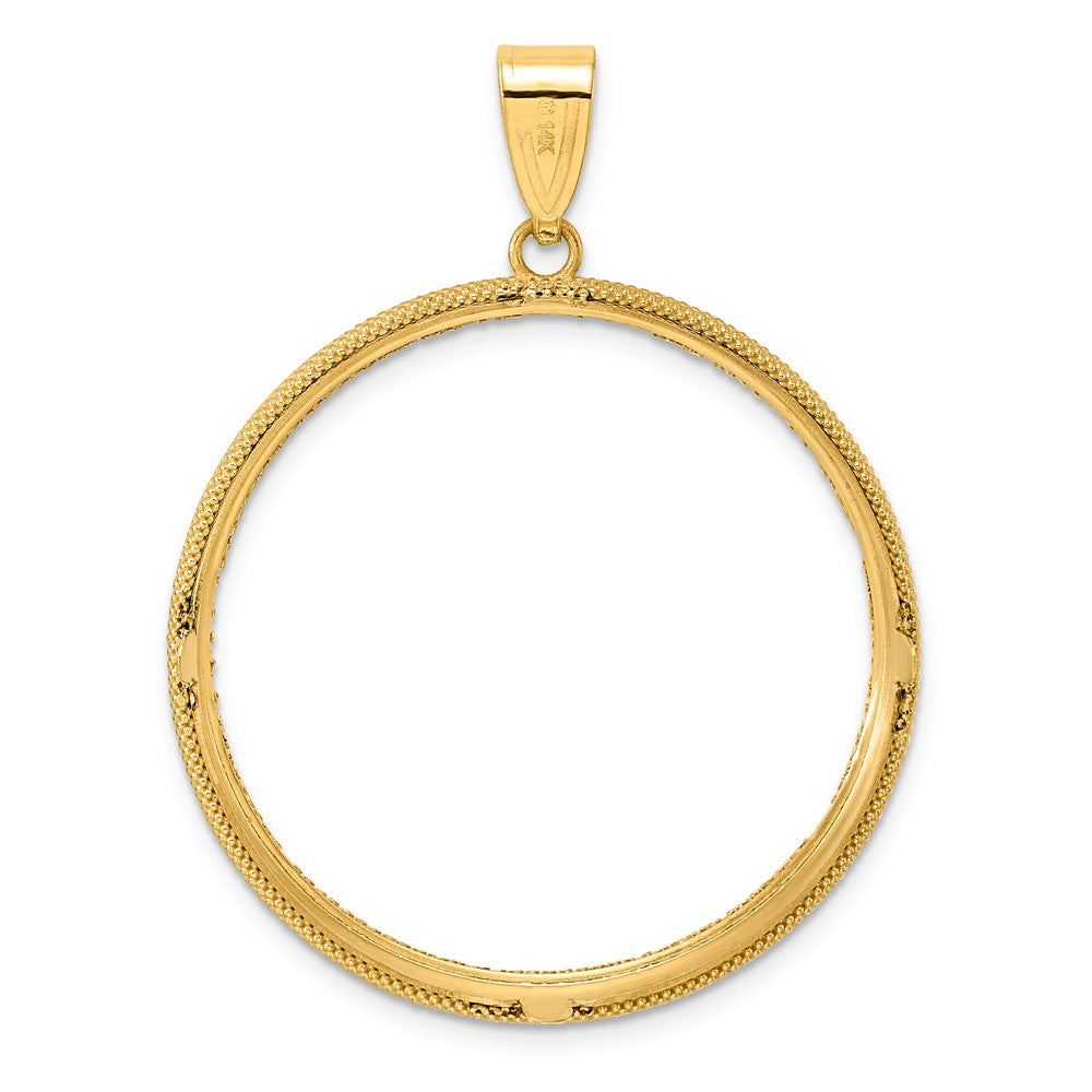 14k Diamond Cut Popcorn with 32.7mm Prong Coin Bezel Pendant