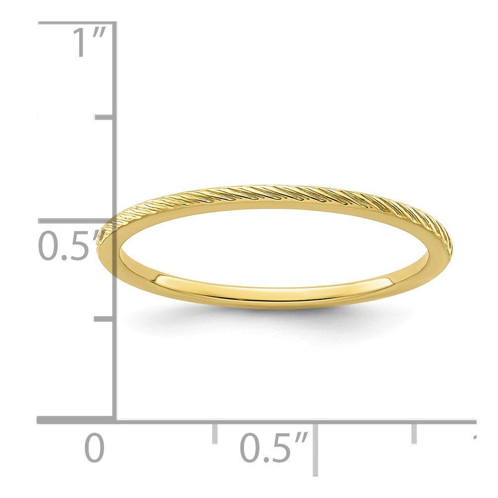 10K Yellow Gold 1.2mm Twisted Wire Pattern Stackable Band Size 5