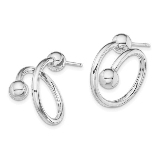 Sterling Silver Rhodium-plated Coil Hoop Post Earrings