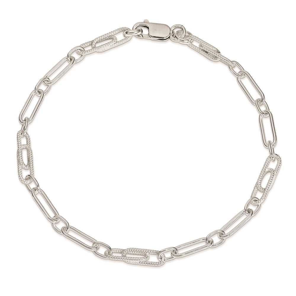 Sterling Silver Fancy Link Anklet 10 inches