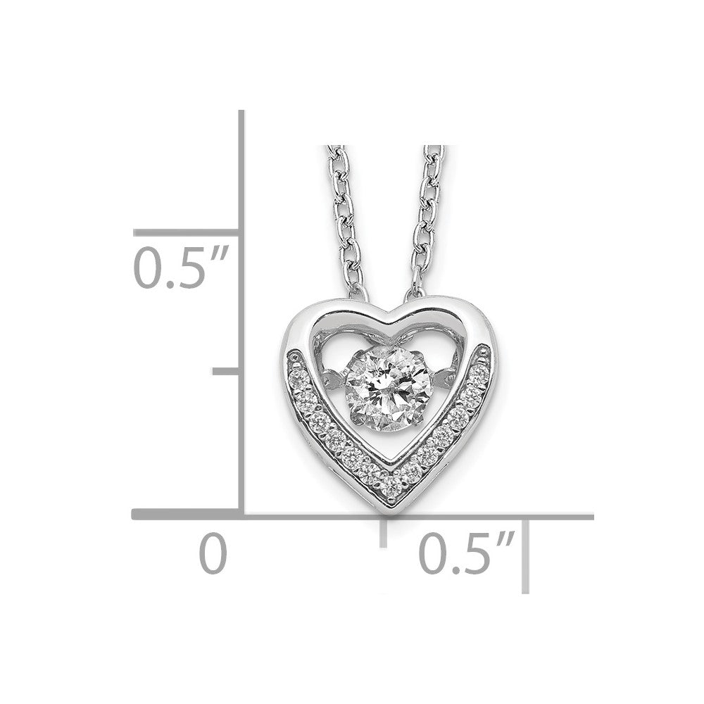 Cheryl M Sterling Silver Rhodium-plated Brilliant-cut Vibrant CZ Heart 18 Inch Necklace 18 Inches