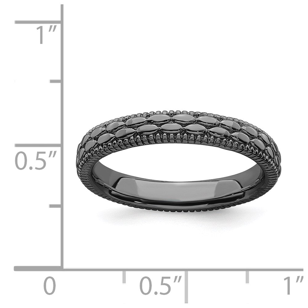 Sterling Silver Stackable Expressions Ruthenium-plated Patterned Ring Size -6