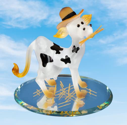 Glass Baron Lola Cow Wearing Hat Handcrafted Glass Figurine