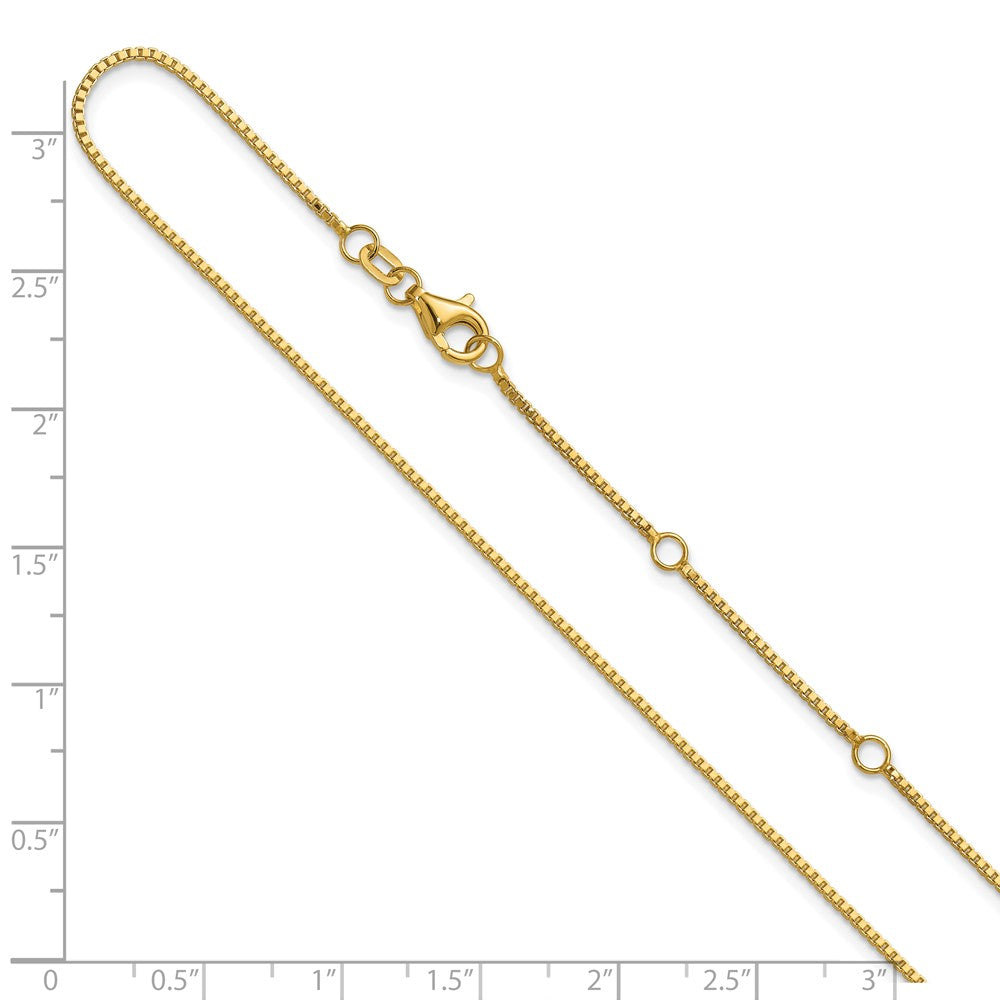 14K 1mm Box 2in+2in Adjustable Chain