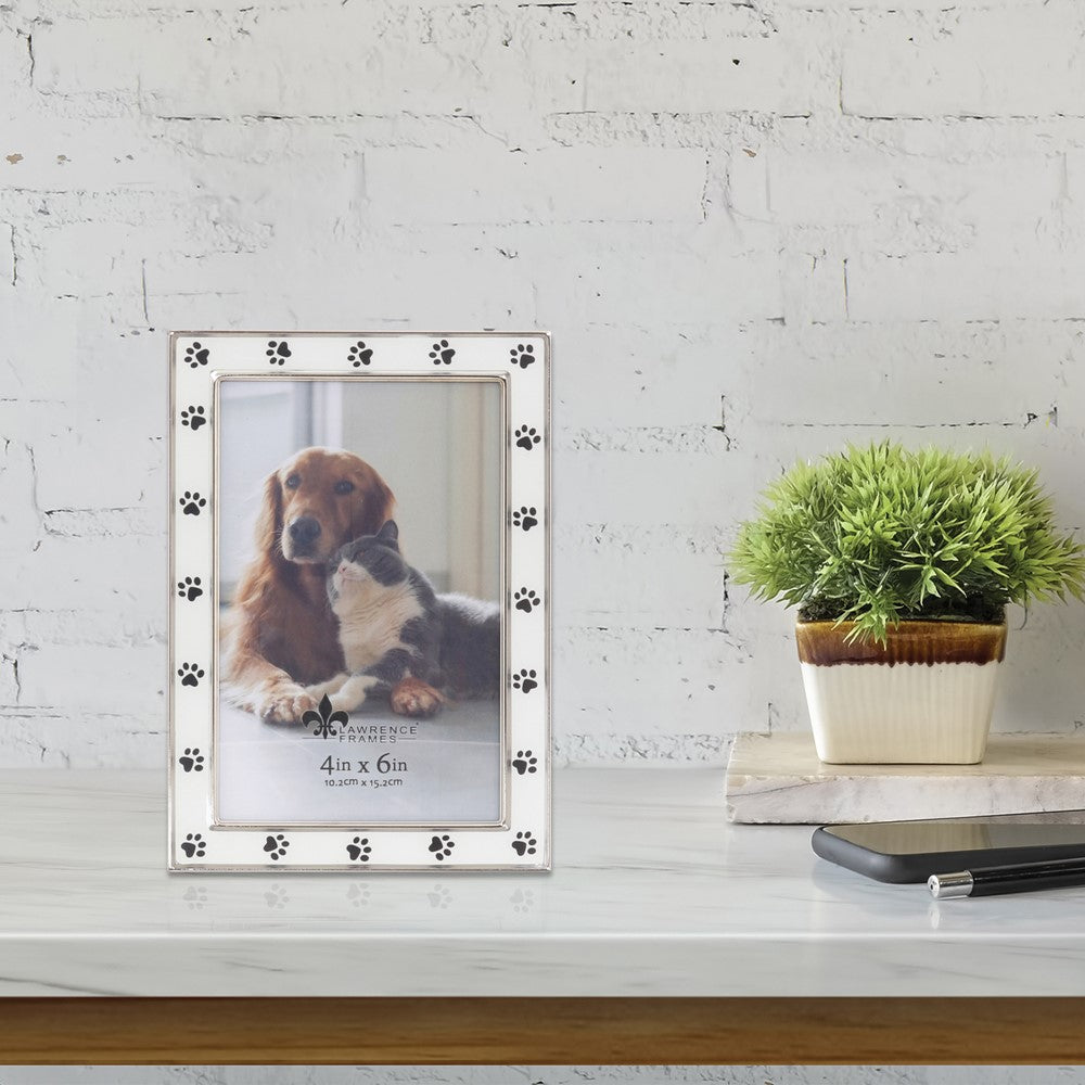 White Paw Print 4x6 Photo Frame