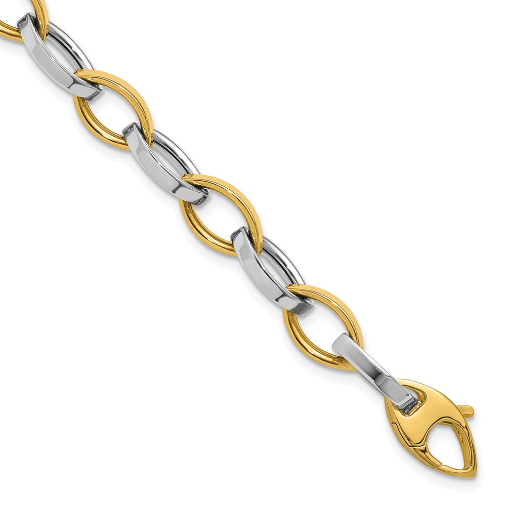 14K Two-Tone Polished Link Bracelet 7.5  inches