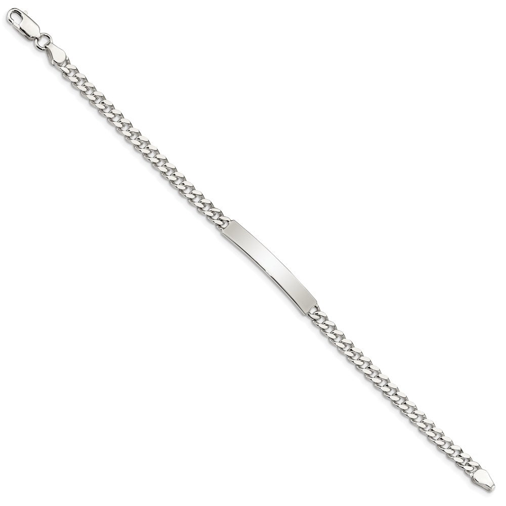 Sterling Silver Polished Engraveable Curb Link ID Bracelet 7 inches