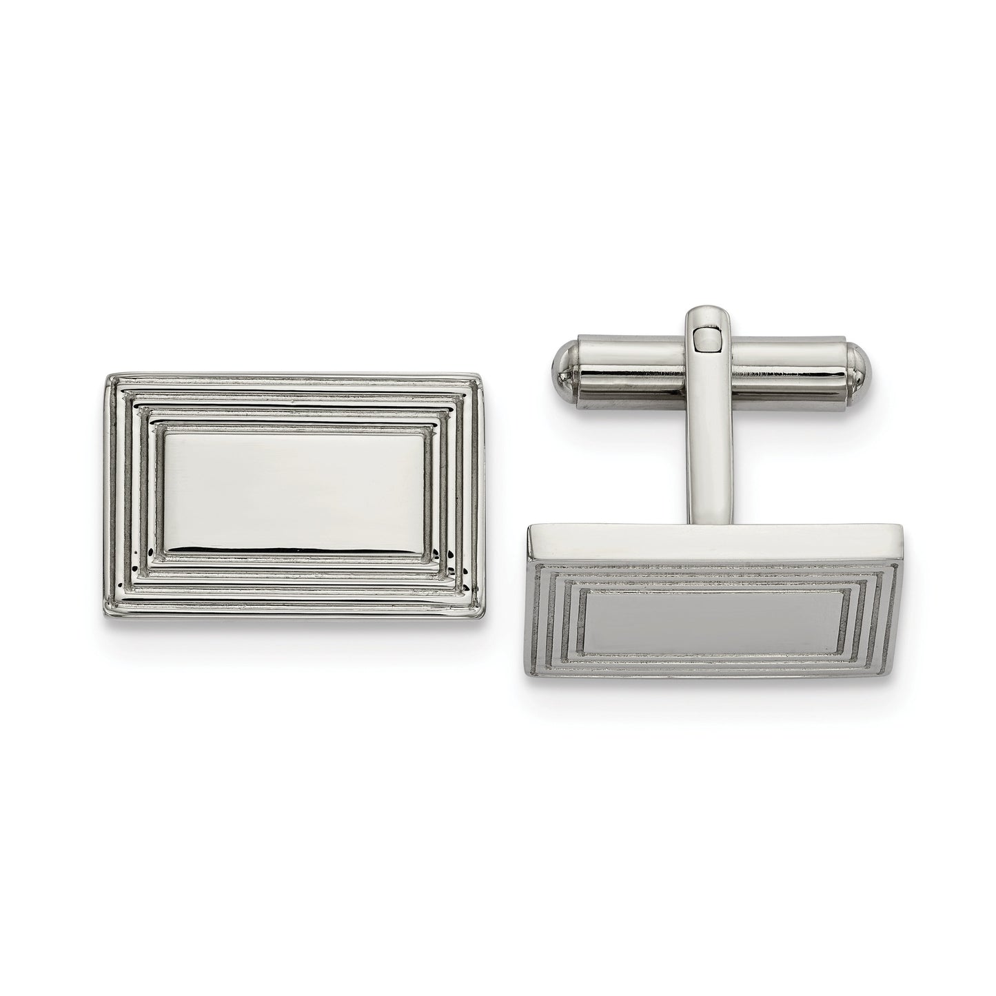 Chisel  Stainless Steel Polished Rectangular Men's Cuff Links