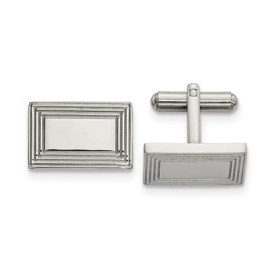 Chisel  Stainless Steel Polished Rectangular Men's Cuff Links