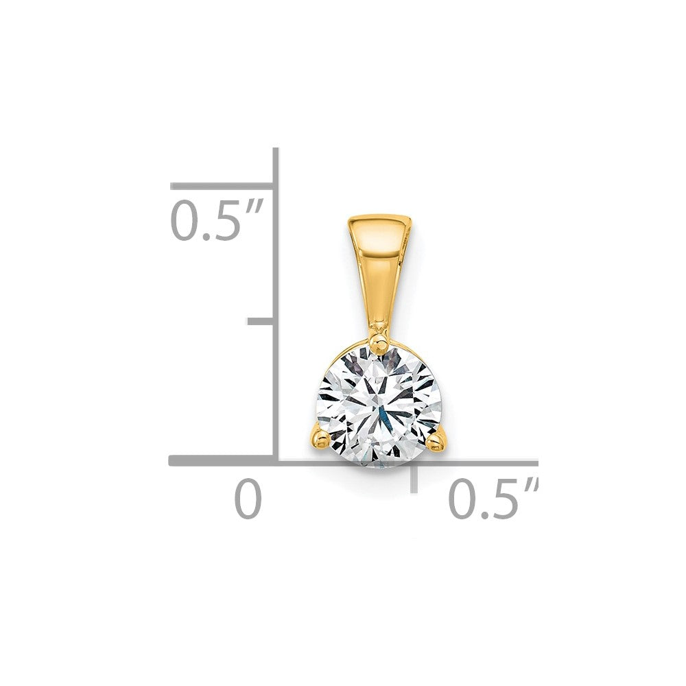 14k 3/4 carat Lab Grown Diamond VS/SI+ G+ Three Prong Solitare Pendant