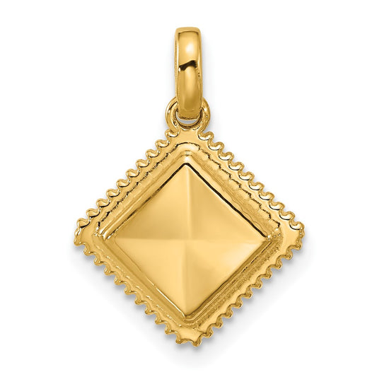 14k Yellow Gold Fancy Ravioli