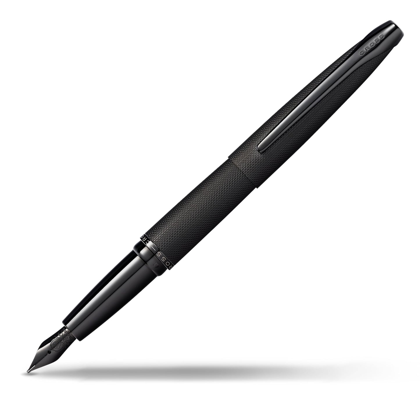 Cross ATX Brushed Metallic Refillable Fountain Pen, Medium Nib, Includes Premium Gift Box - Brushed Black