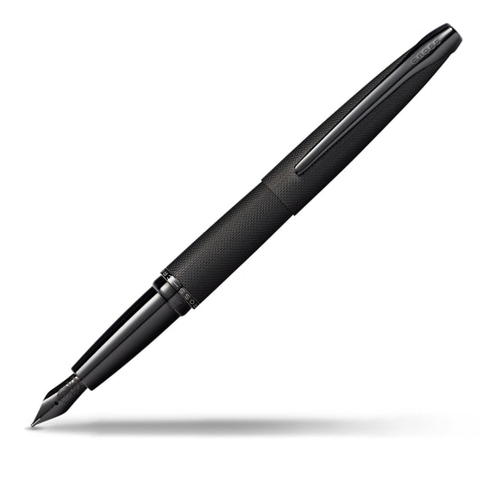 Cross ATX Brushed Metallic Refillable Fountain Pen, Medium Nib, Includes Premium Gift Box - Brushed Black