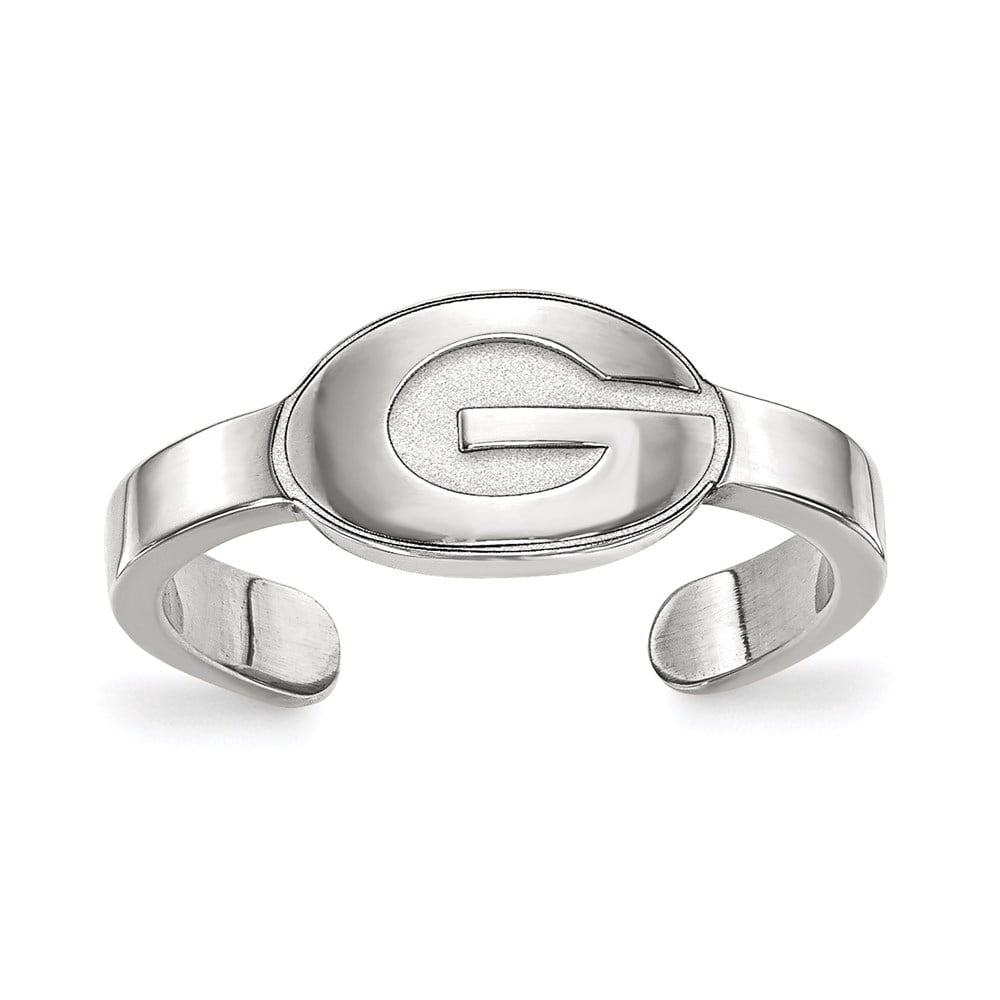 Sterling Silver Rhodium-plated LogoArt University of Georgia Letter G Toe Ring Q-SS029UGA