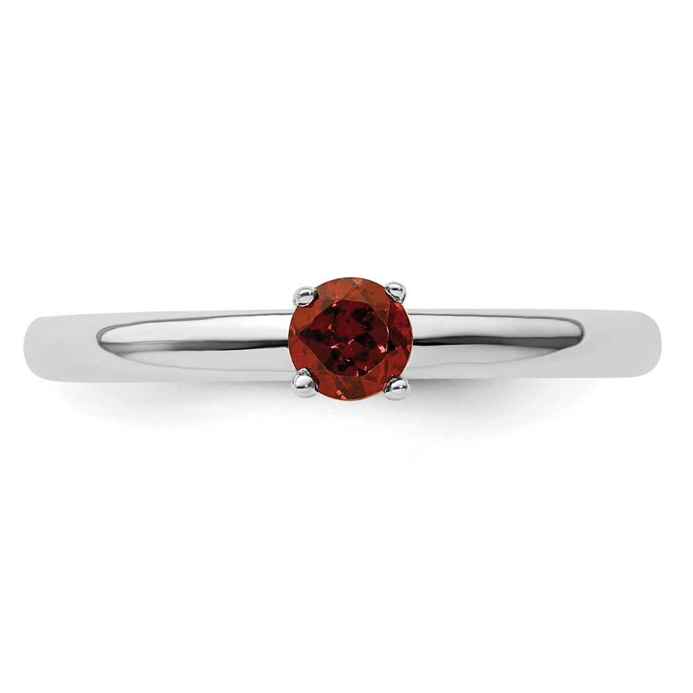 Sterling Silver Expressions Rhodium Garnet Ring