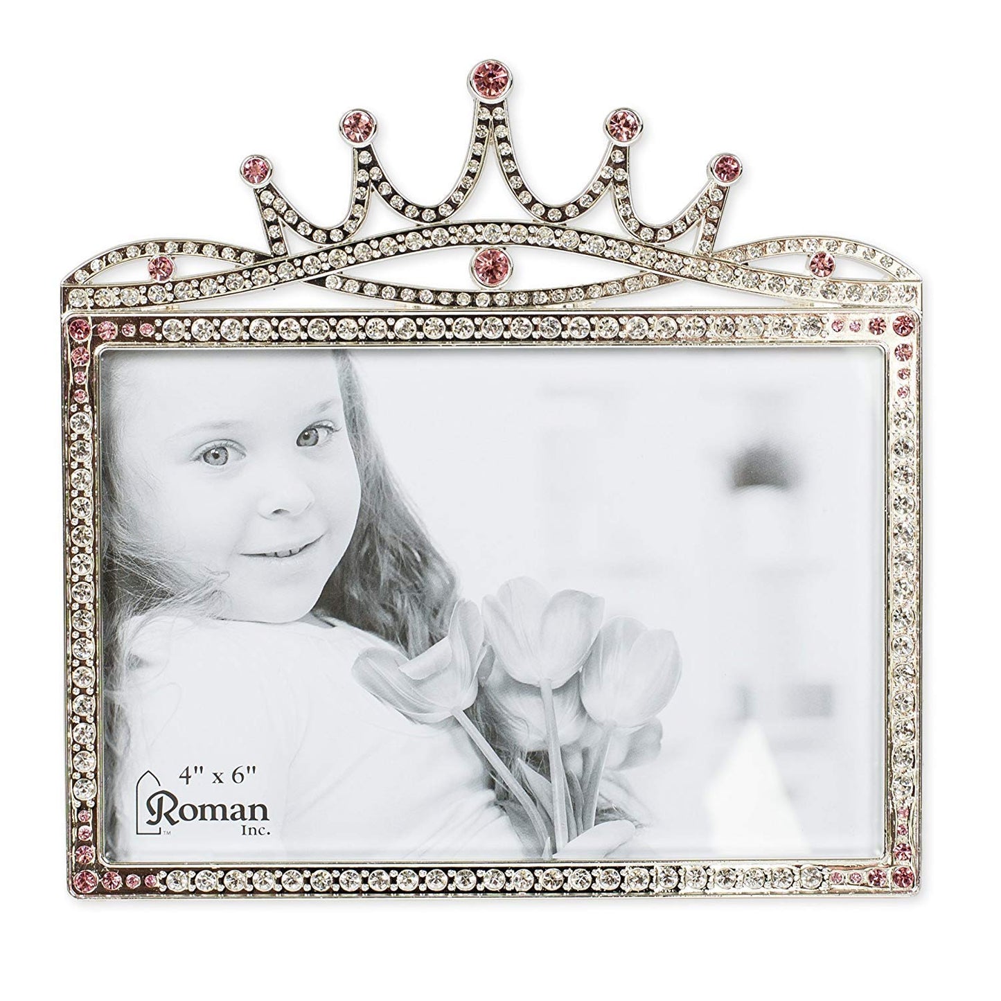 Princess Crown Rhinestone Encrusted 6 x 5.5 inch Zinc Alloy Table Top Picture Frame
