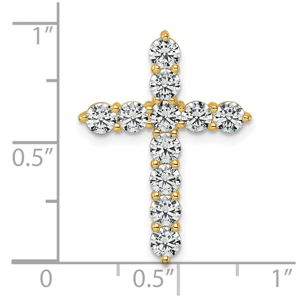 14k 2 carat Lab Grown Diamond VS/SI+ G+ Cross Chain Slide Pendant