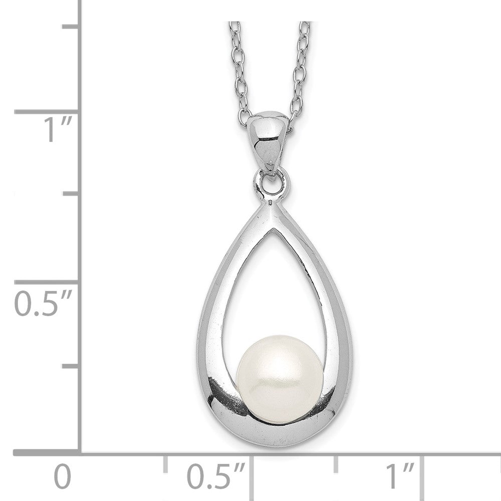 Sterling Silver Rhodium-plated 6-7mm White Button Freshwater Cultured Pearl 17 inch Necklace 17 Inches