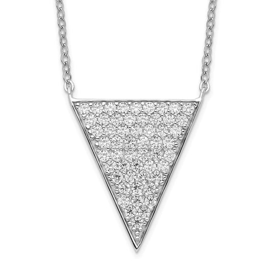 Sterling Silver Rhodium-plated CZ Triangle Dangle Necklace 18 Inches
