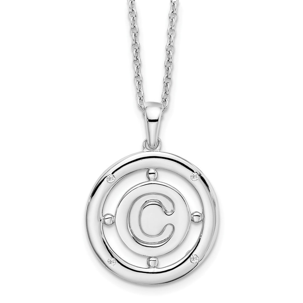 White Ice Sterling Silver Rhodium-plated 18 Inch Diamond Letter C Initial Necklace with 2 Inch Extender 18 Inches