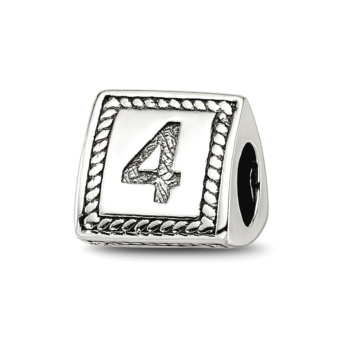 Reflection Beads QRS1429N4 Sterling Silver Number 4 Triangle Block Bead