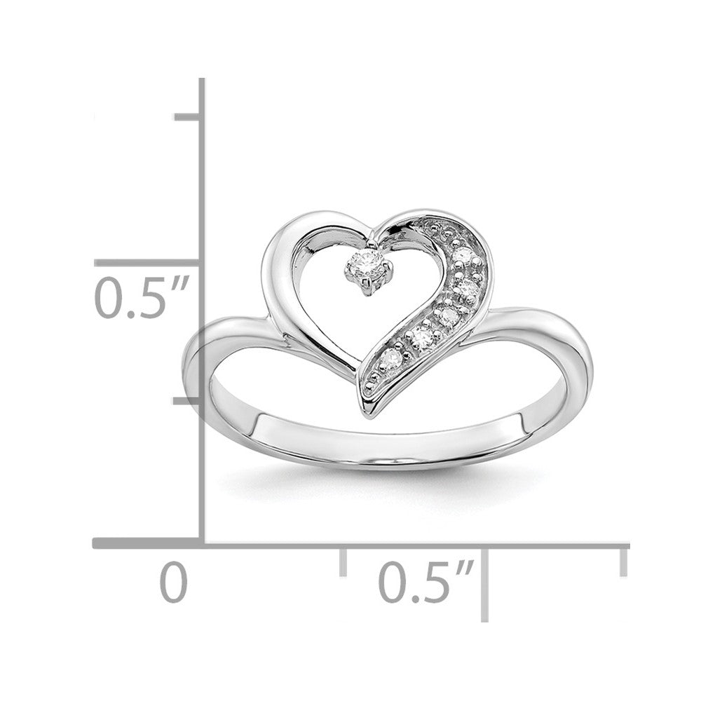 Sterling Silver Polished and Diamond Heart Ring- Dia:F60 Mel:S43