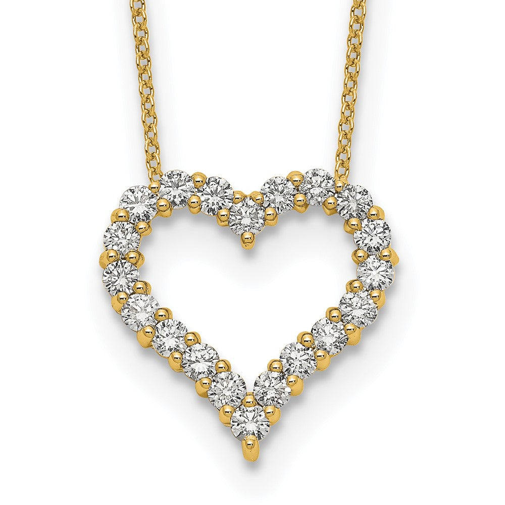 14k 1 carat Lab Grown Diamond VS/SI+ G+ 18 inch Heart Necklace