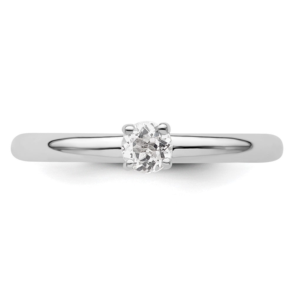 Sterling Silver Stackable Expressions Rhodium White Topaz Ring