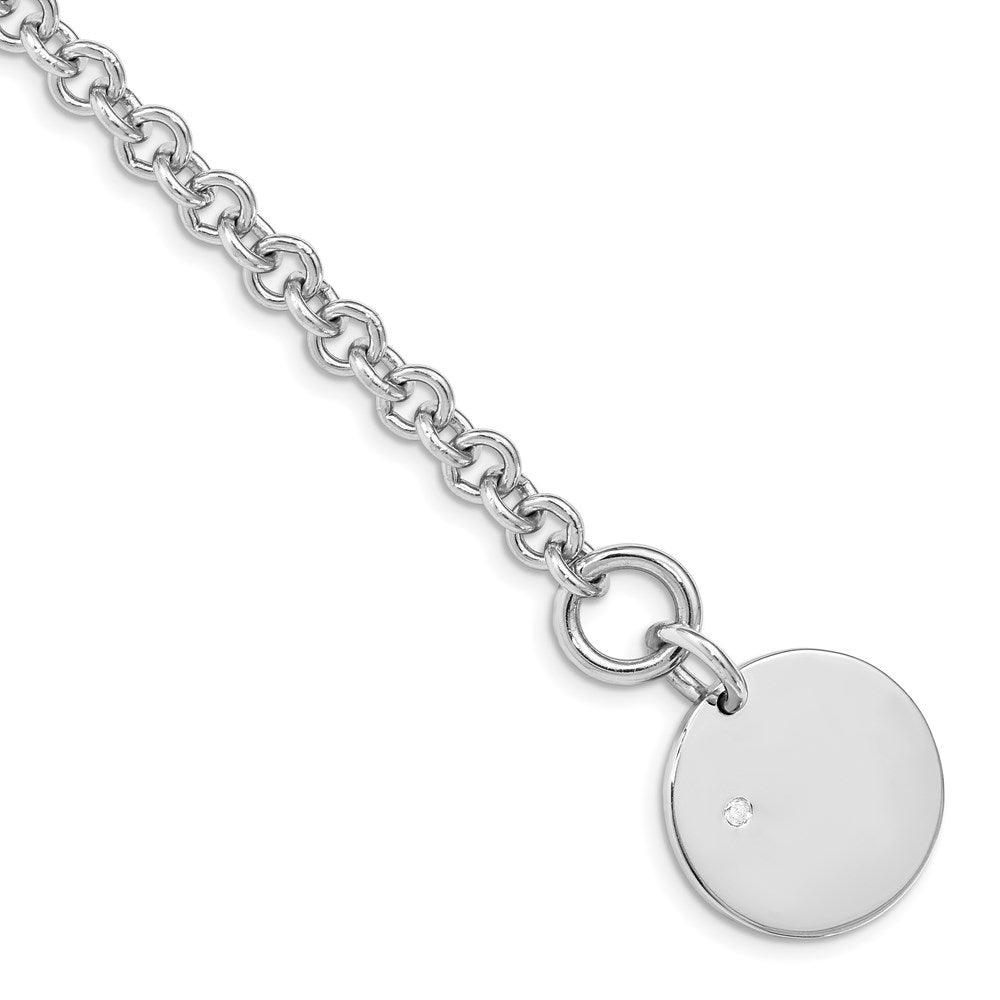 Sterling Silver Rhodium-plated .03ct Diamond Disc Bracelet 7.5 inches